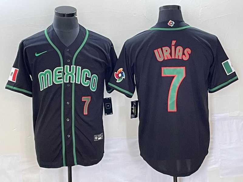 Mens Mexico Baseball #7 Julio Urias Number 2023 Black World Classic Stitched Jersey6